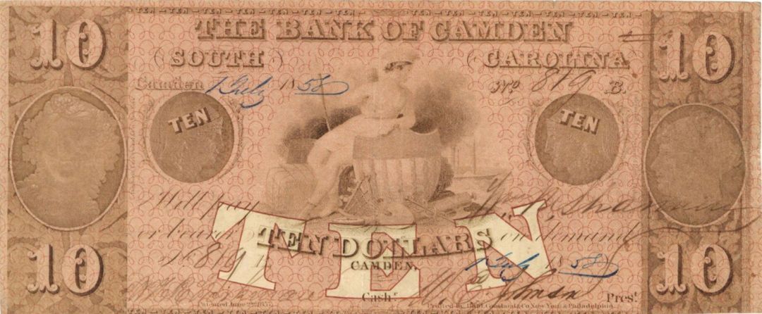 Bank of Camden $10 - Obsolete Notes - Paper Money - US - Obsolete