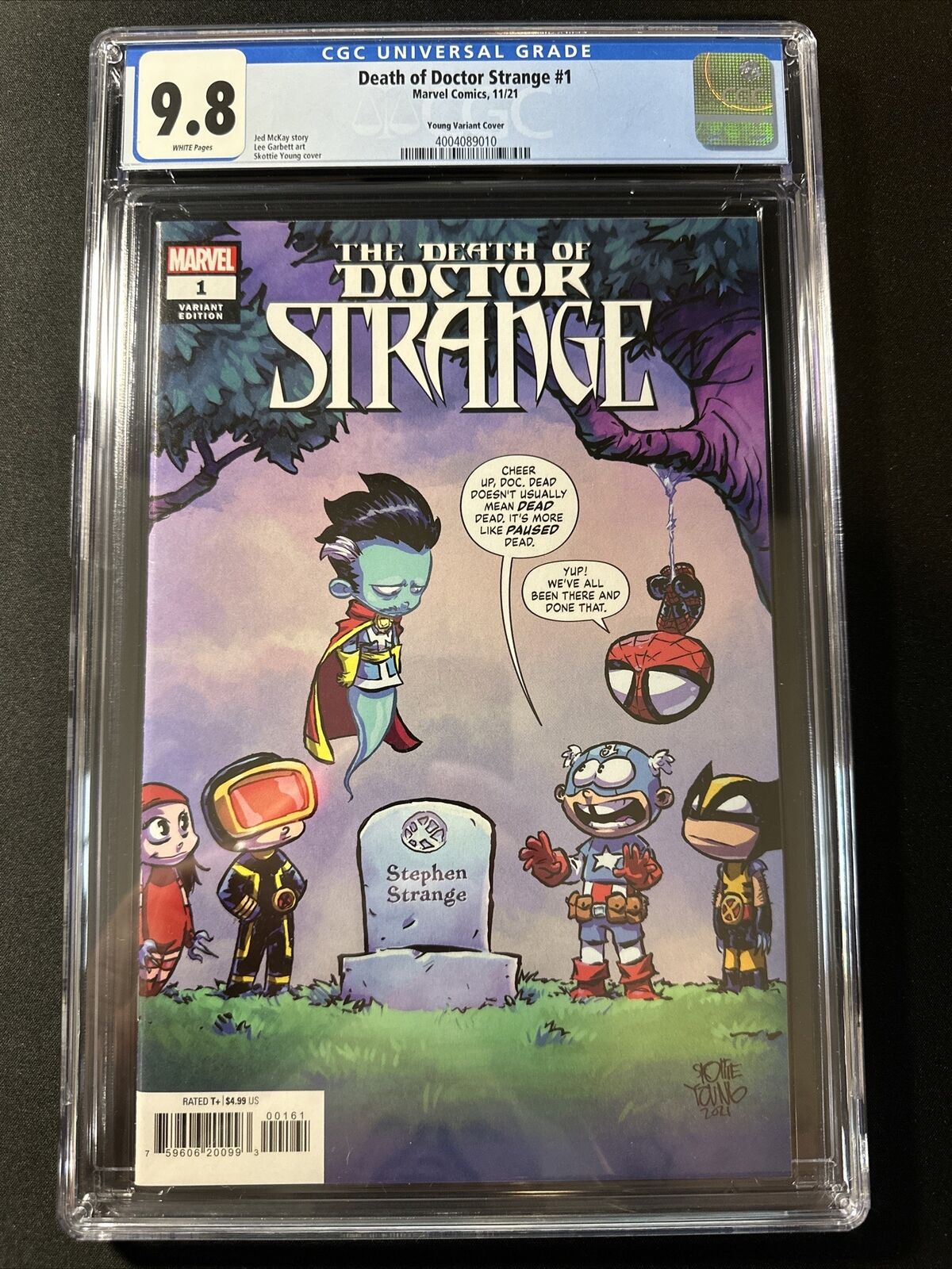 Death of Doctor Strange #1 CGC 9.8 Skottie Young Variant Marvel White Pages