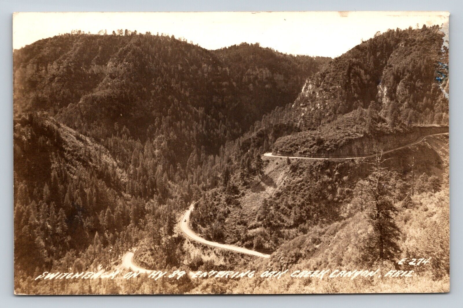 c1947 RPPC Switchback Hwy 89 Oak Creek Canyon Arizona VTG Postcard 1521