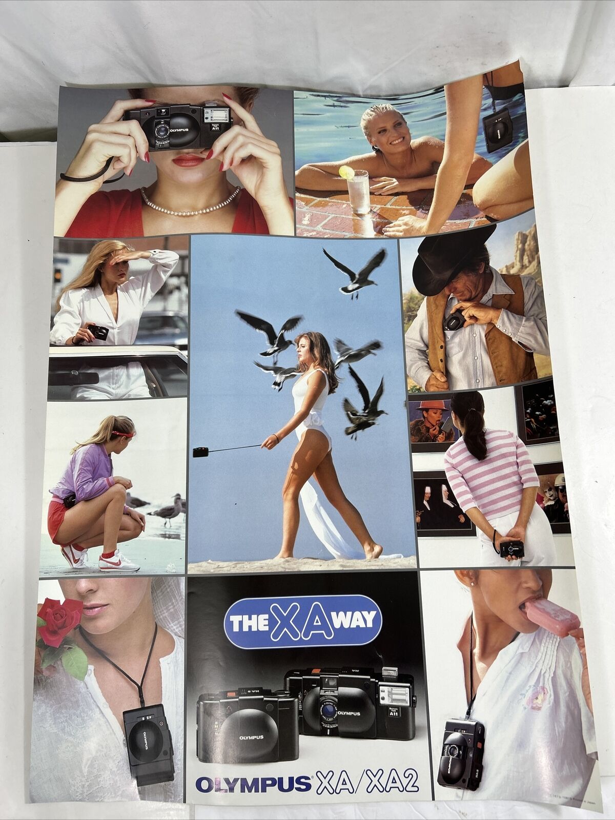 Vintage 1980s Olympus xa/xa2 poster photography models beach Nike 