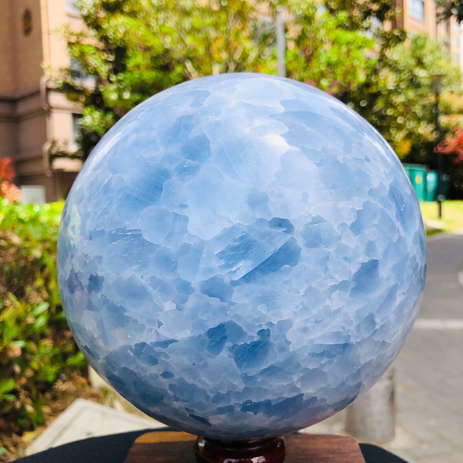 12.12LB Natural Beautiful Blue Crystal Sphere Quartz Crystal Ball Healing 1190