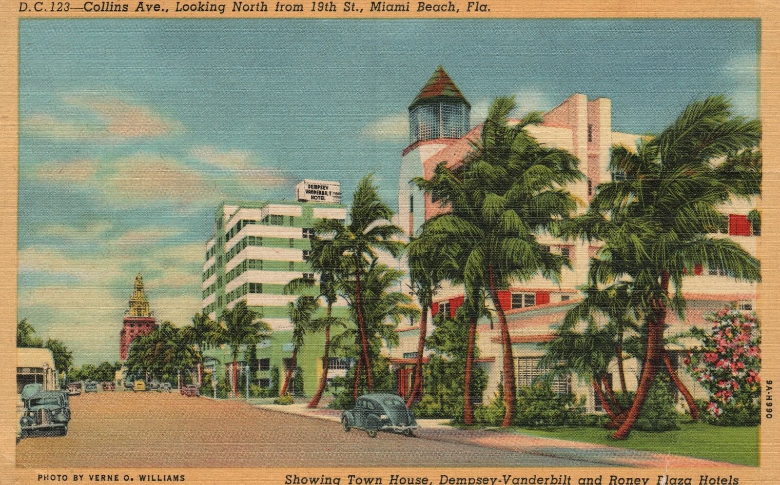 Vintage Postcard Collins Ave. Looking North From 19Th St. Miami Beach Florida FL
