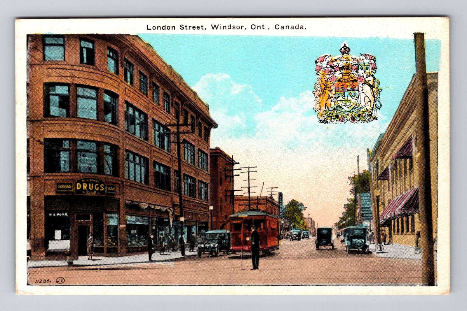 Windsor ON-Ontario Canada, London Street, Drugstore, Antique, Vintage Postcard