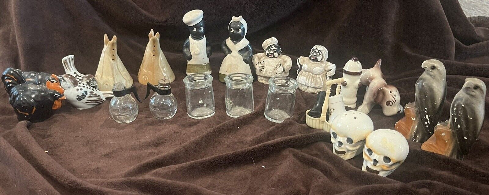 vintage glass salt and pepper shakers lot