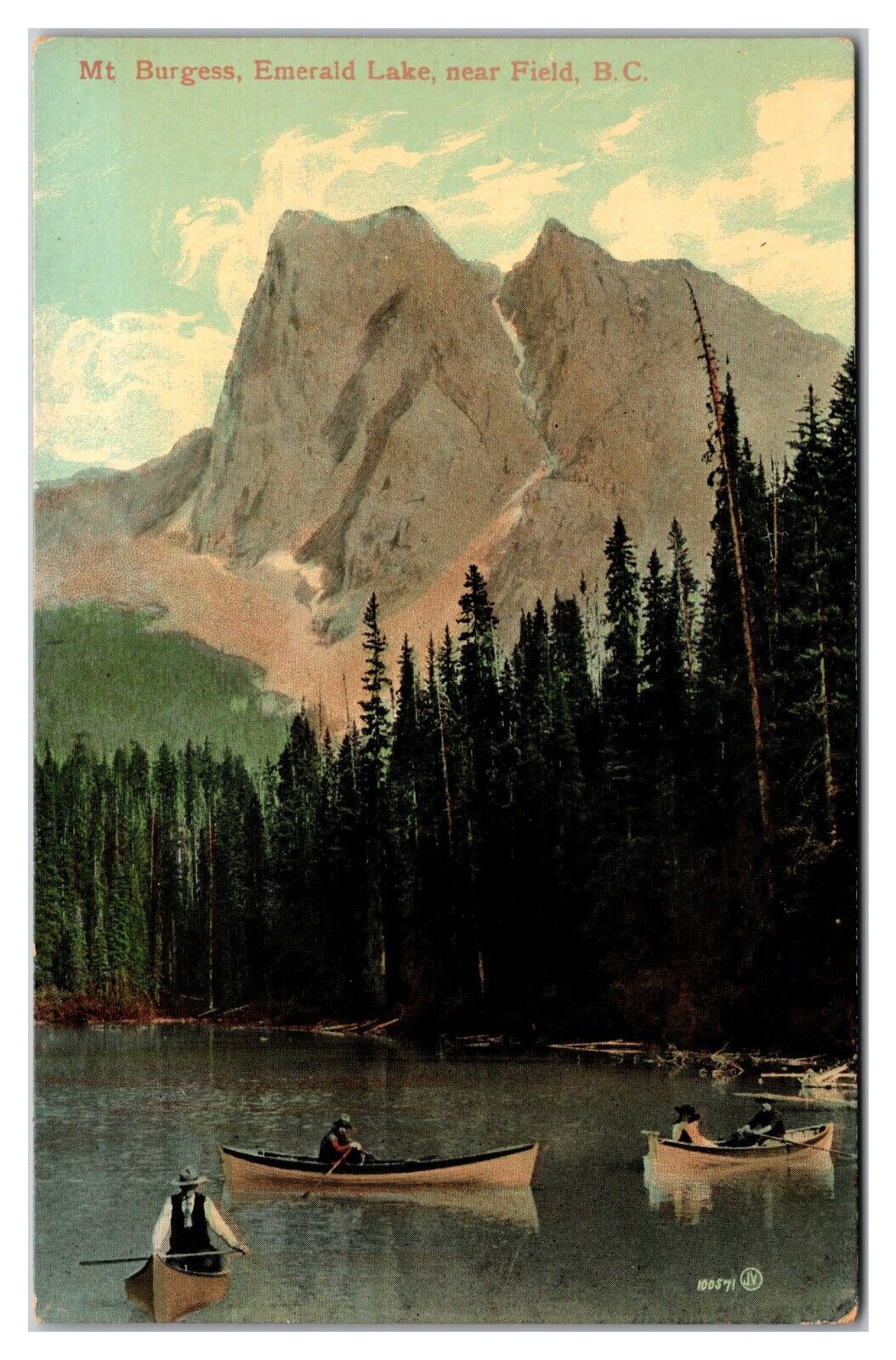 Mt. Burgess, Emerald Lake, Near Field, British Columbia, Canada Postcard