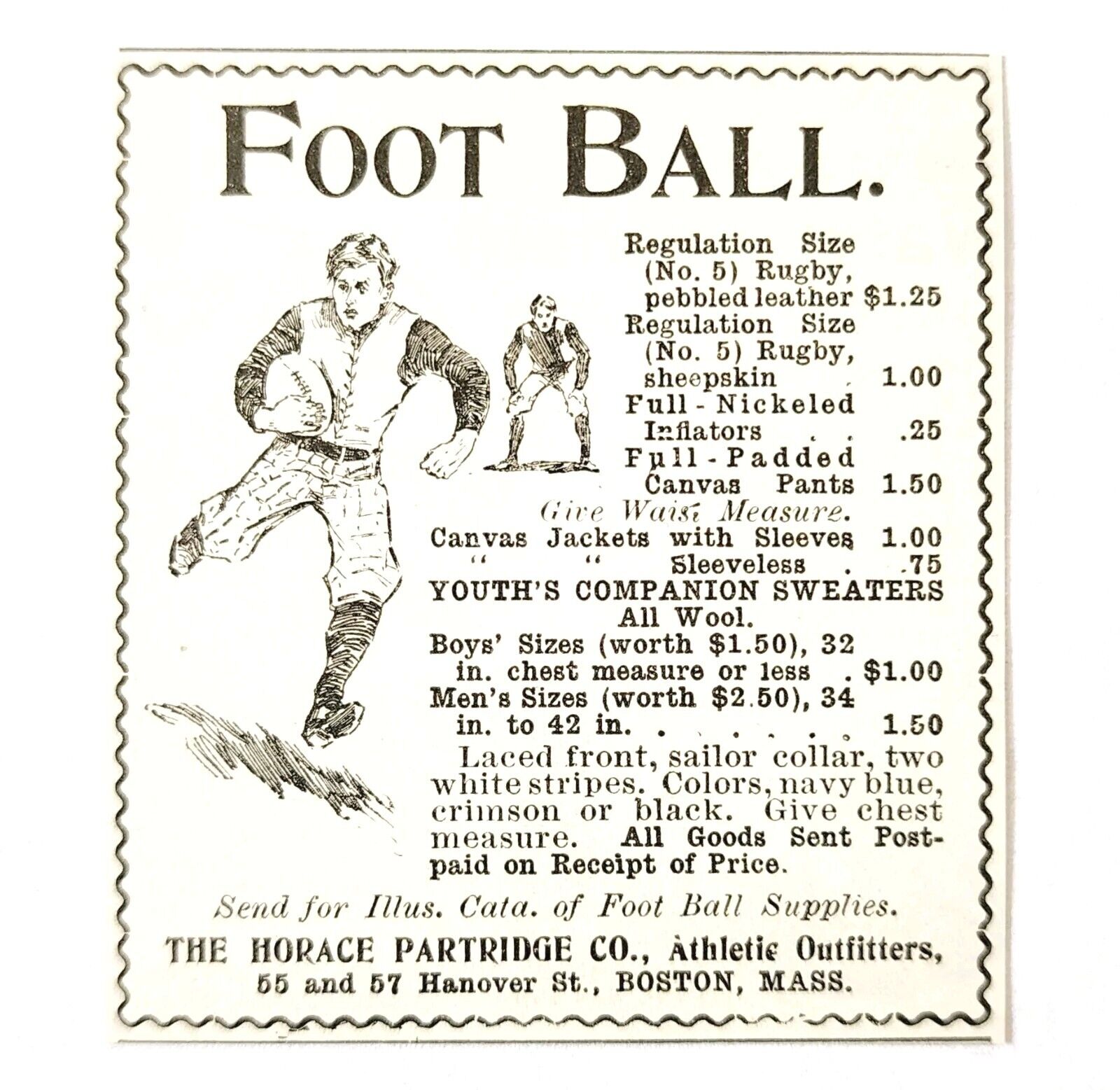 Horace Partridge Football Equipment 1897 Advertisement Victorian Sports ADBN1yyy