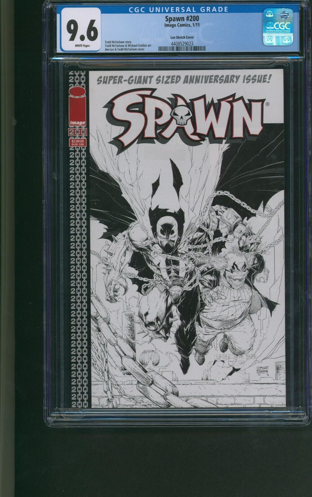 Spawn #200 CGC 9.6 Todd McFarlane / Jim Lee B&W Sketch Cover Variant