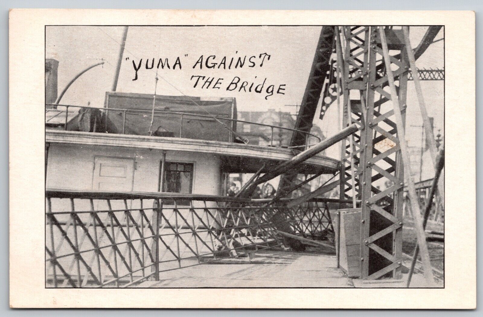Steamer Yuma 1908 Collision into Cherry Street Bridge Toledo Ohio Postcard