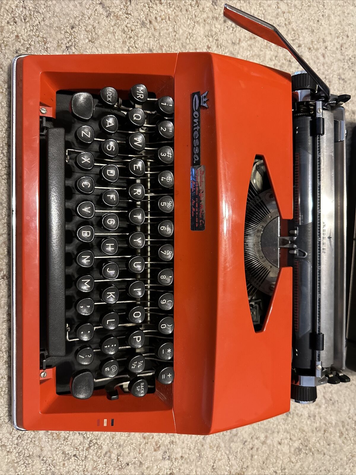 Vintage 1970’s Blood Orange Contessa Typewriter . Please Read Description.