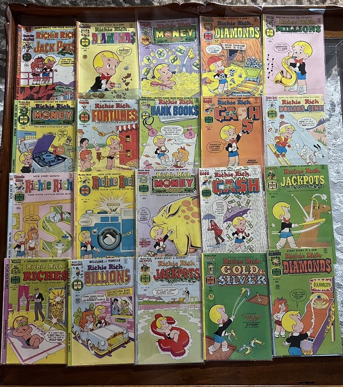 Vintage Comic Book Lot of 20 - Richie Rich, Harvey Comics.  All Are Bagged. L4.
