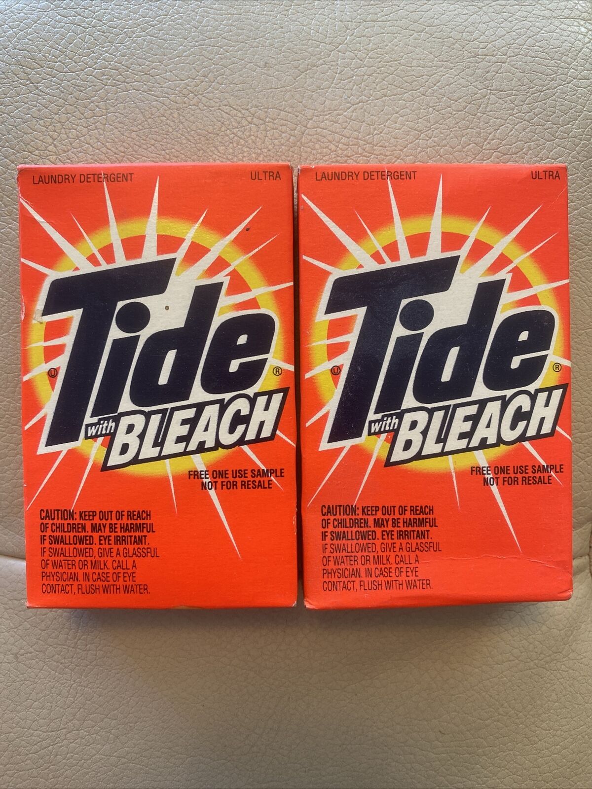 Vintage Lot of 2 Tide 1998 Sample Boxes Tide with Bleach / Detergent. Sealed.