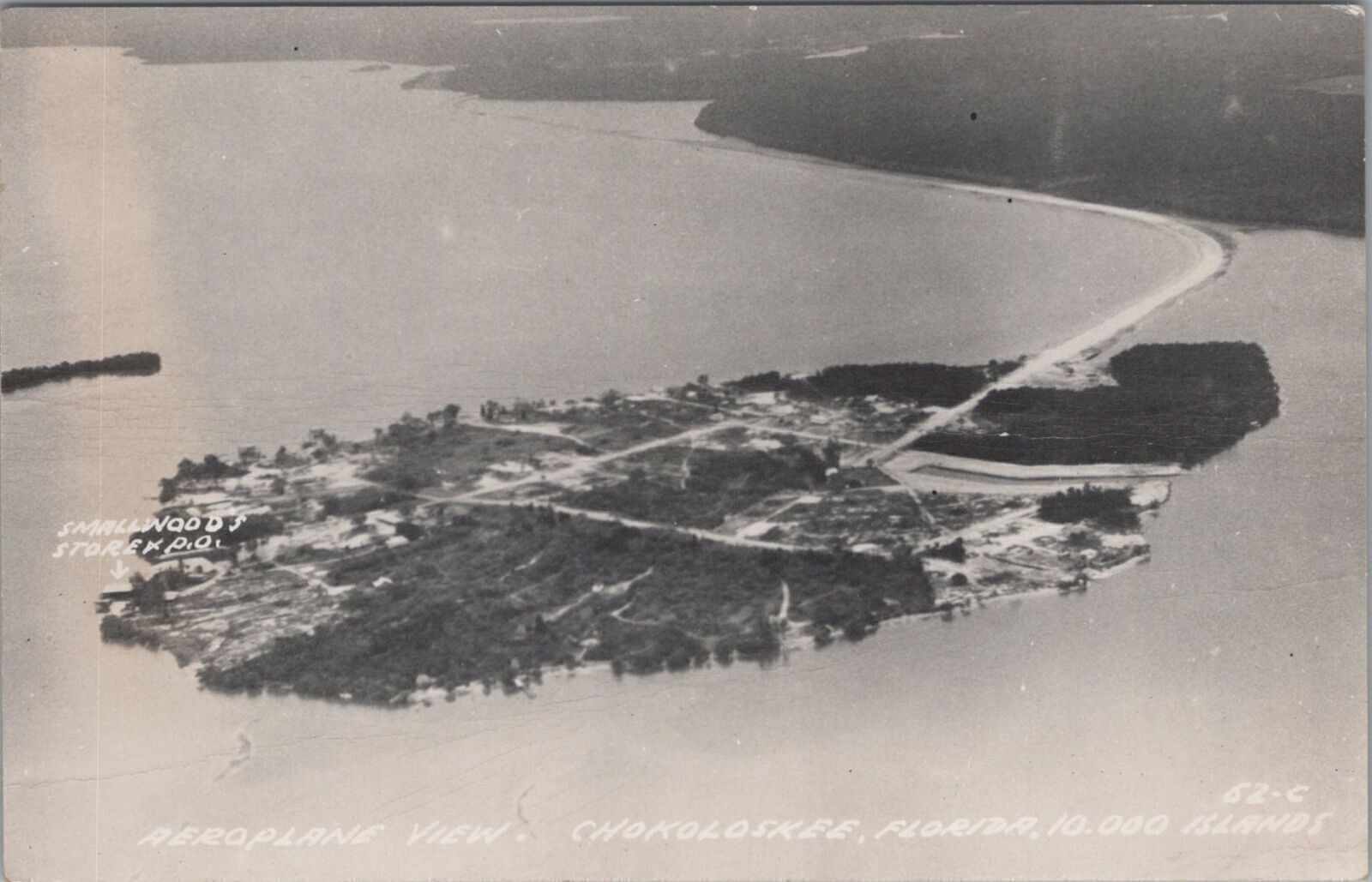 RPPC Postcard Airplane View Chokoloskee Florida 10,000 Islands FL 