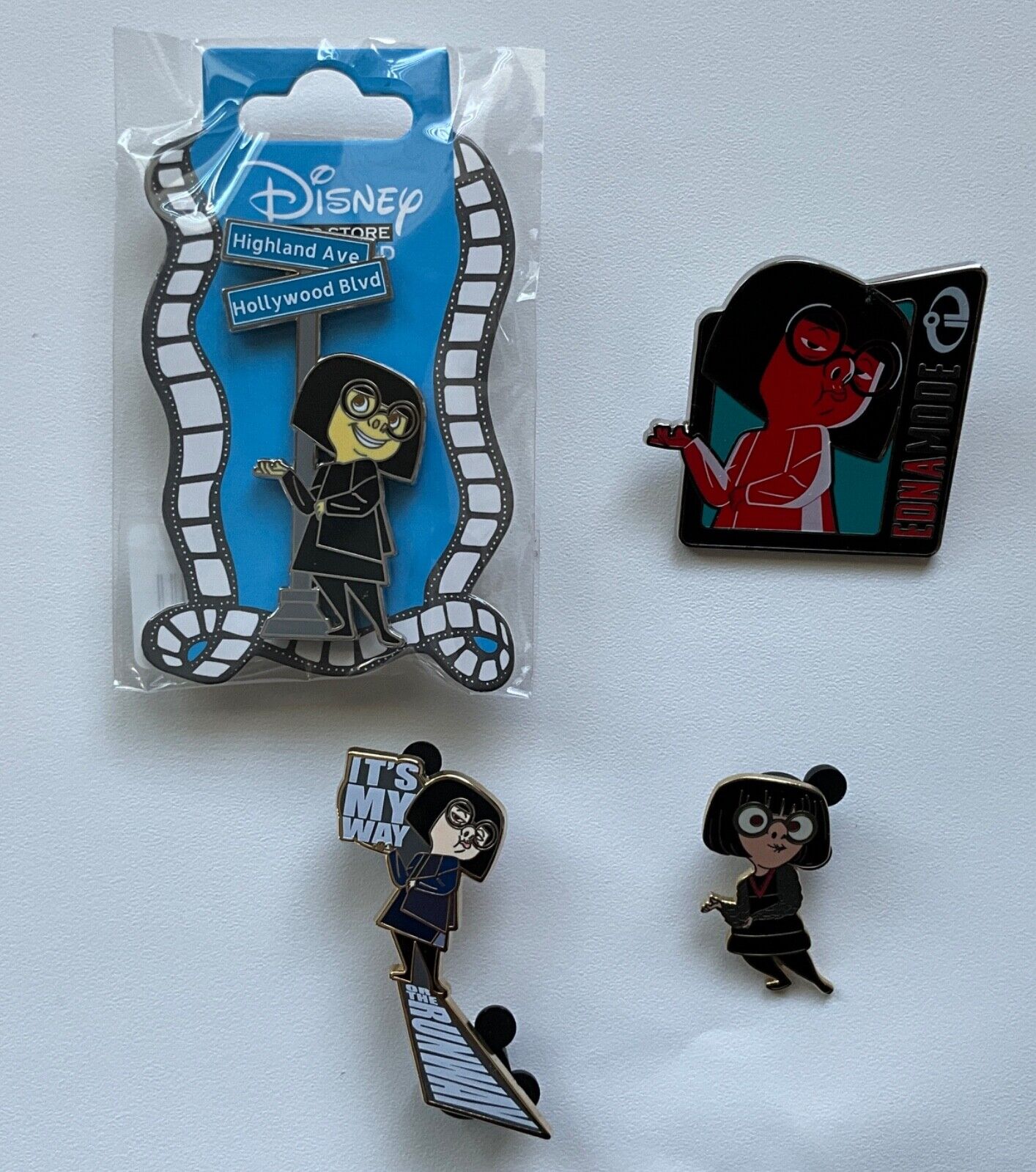 Lot of 4 Edna Mode Disney Paris Disneyland Incredibles Collector Pins