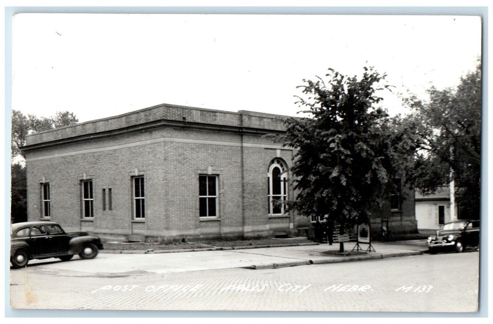 1951 Post Office Building Cars Falls City Nebraska NE RPPC Photo Posted Postcard