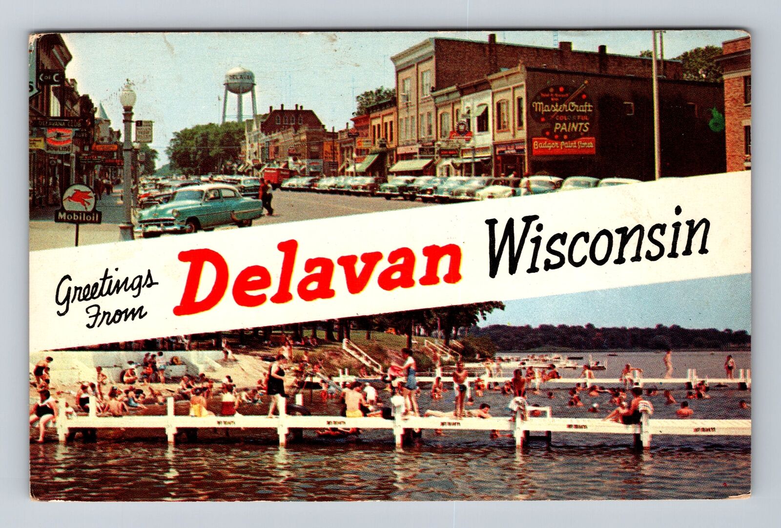 Delavan WI-Wisconsin, General Banner Greetings, Antique, Vintage Postcard