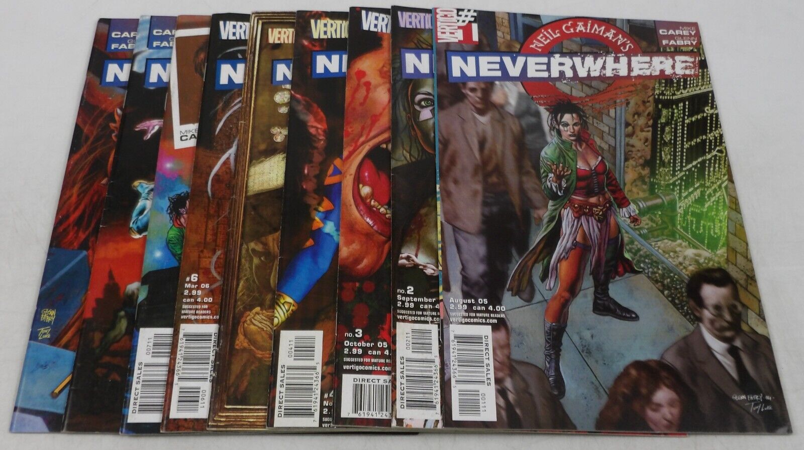 Neil Gaiman's Neverwhere #1-9 VF/NM complete series Mike Carey Vertigo Comics