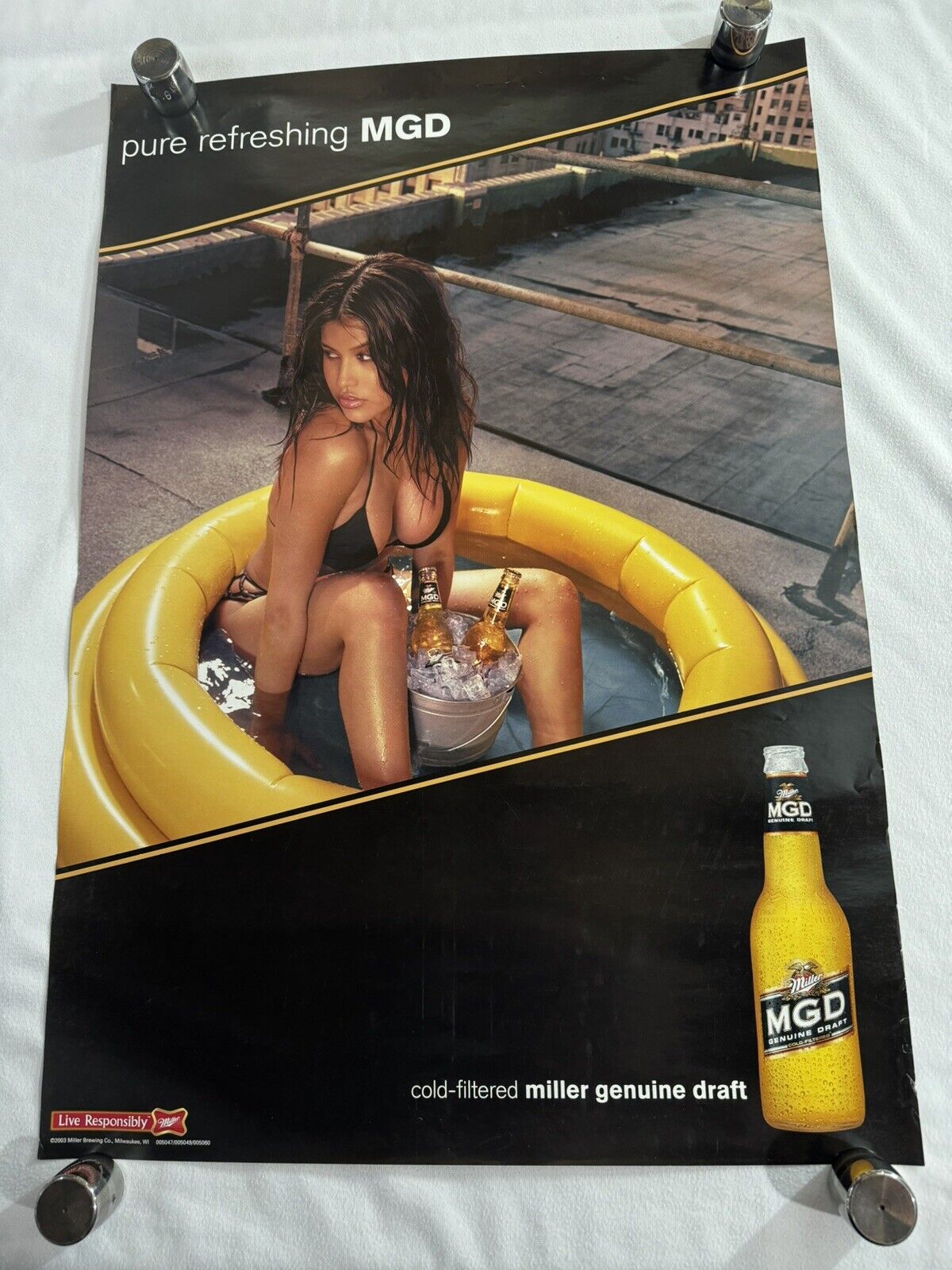 Original 2003 MILLER LITE MILLER GENUINE DRAFT BEER Promo Poster 18.25x26”