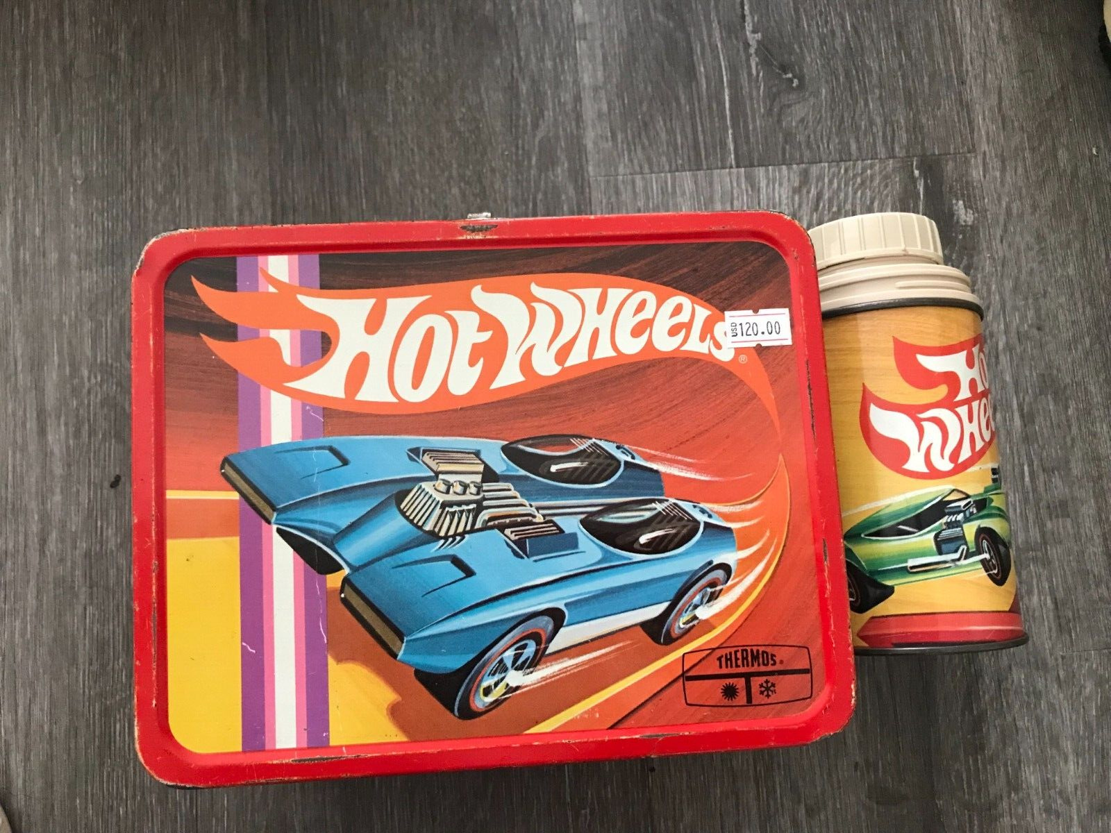 VINTAGE 1969 HOT WHEELS Redline Metal Lunch Box W/Red Thermos, 👀