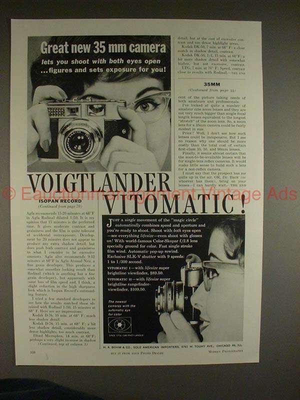 1959 Voigtlander Vitomatic Camera Ad - Great New 35mm