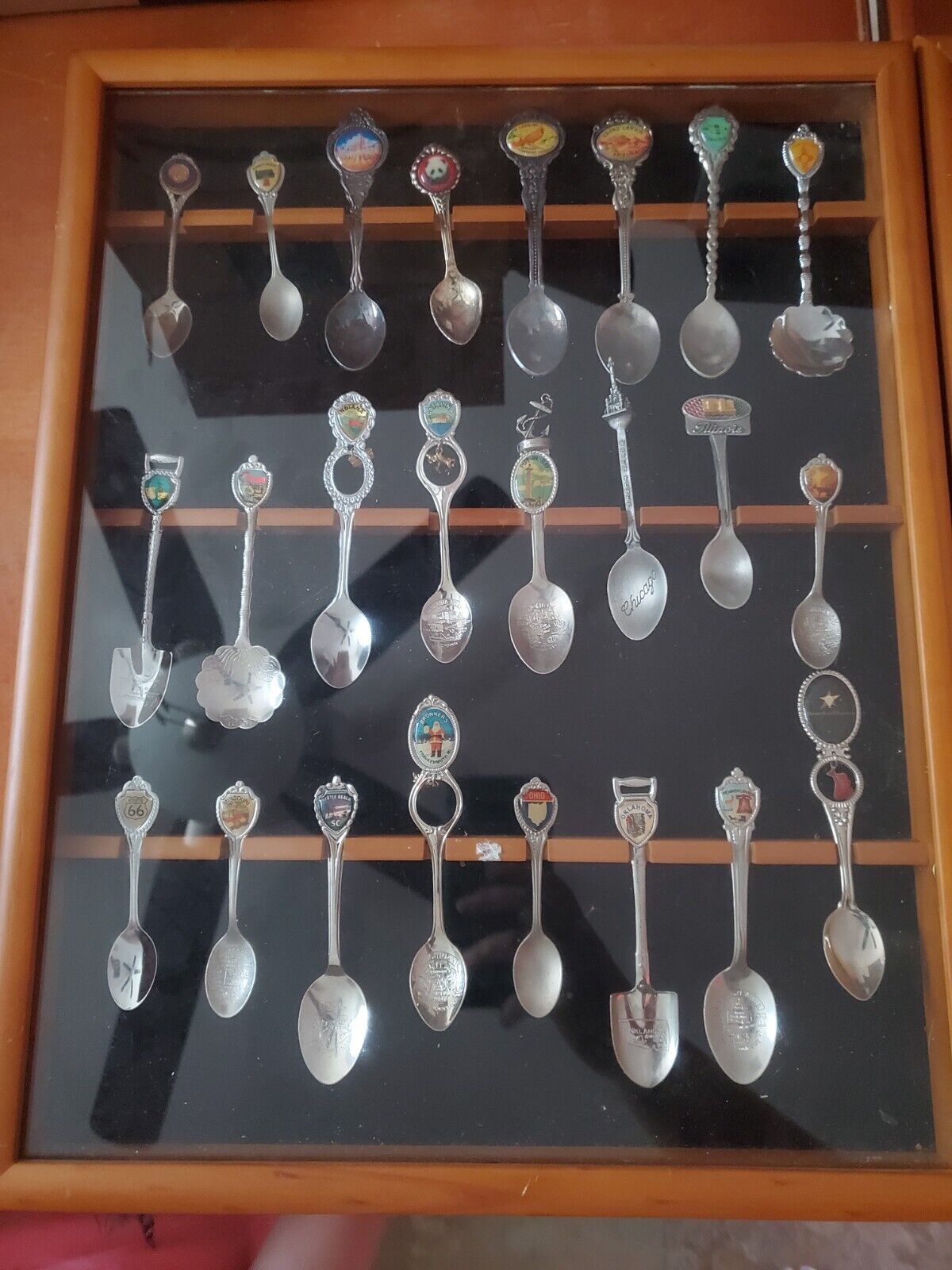 Lot Of Souvenir Spoons Vintage Antique Assorted State 2 Collection Display Cases