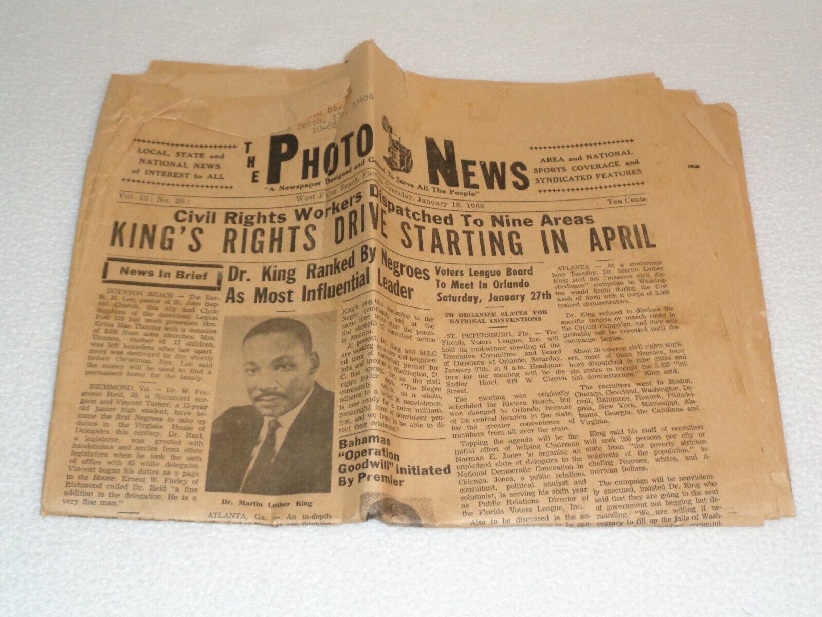 1968 West Palm Beach Photo News Black Community Newspaper Martin Luther King Jr.