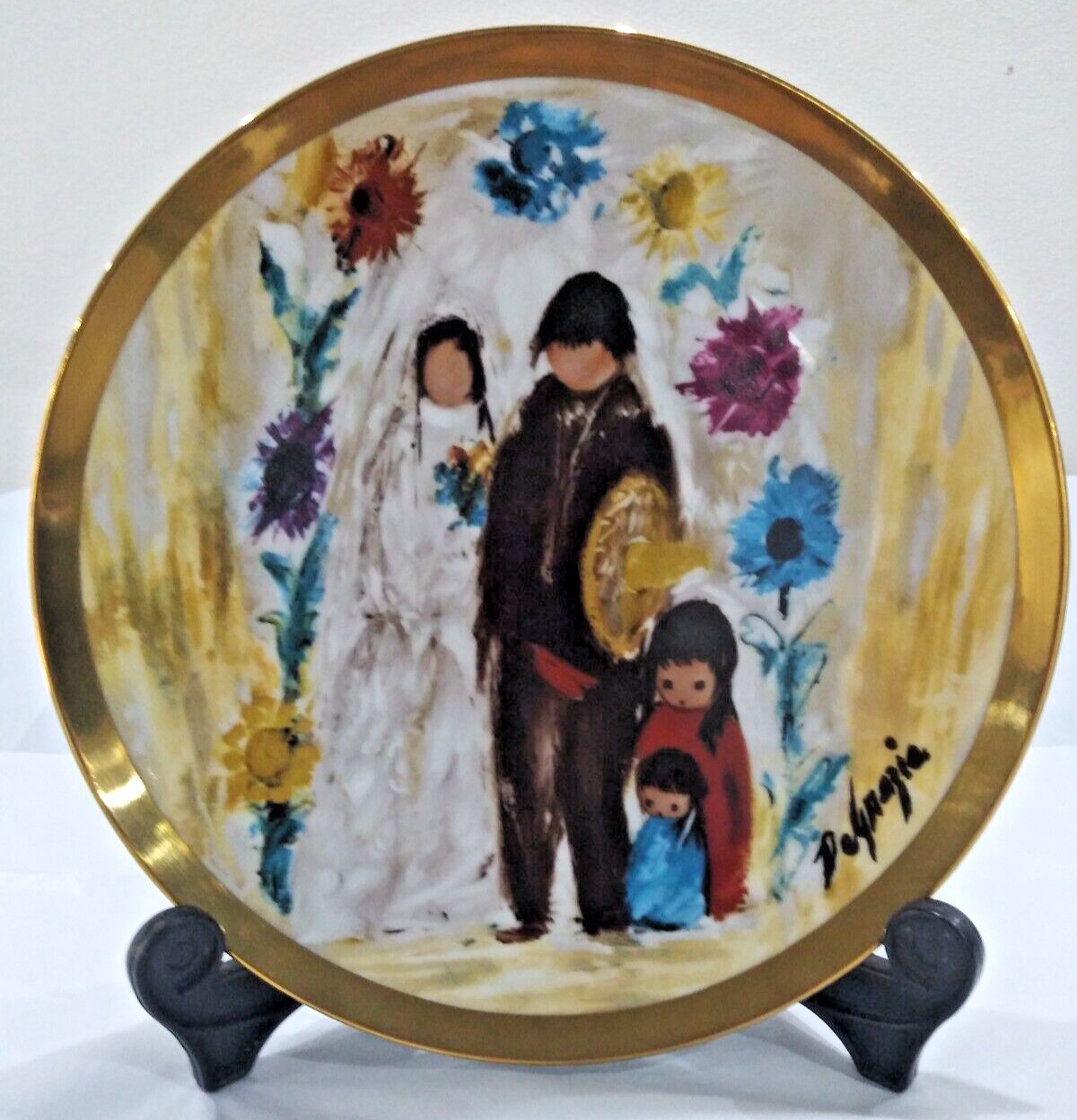 DE GRAZIA Vintage 80s 1989 'The Wedding Party' Decorative Plate with Gold Rim