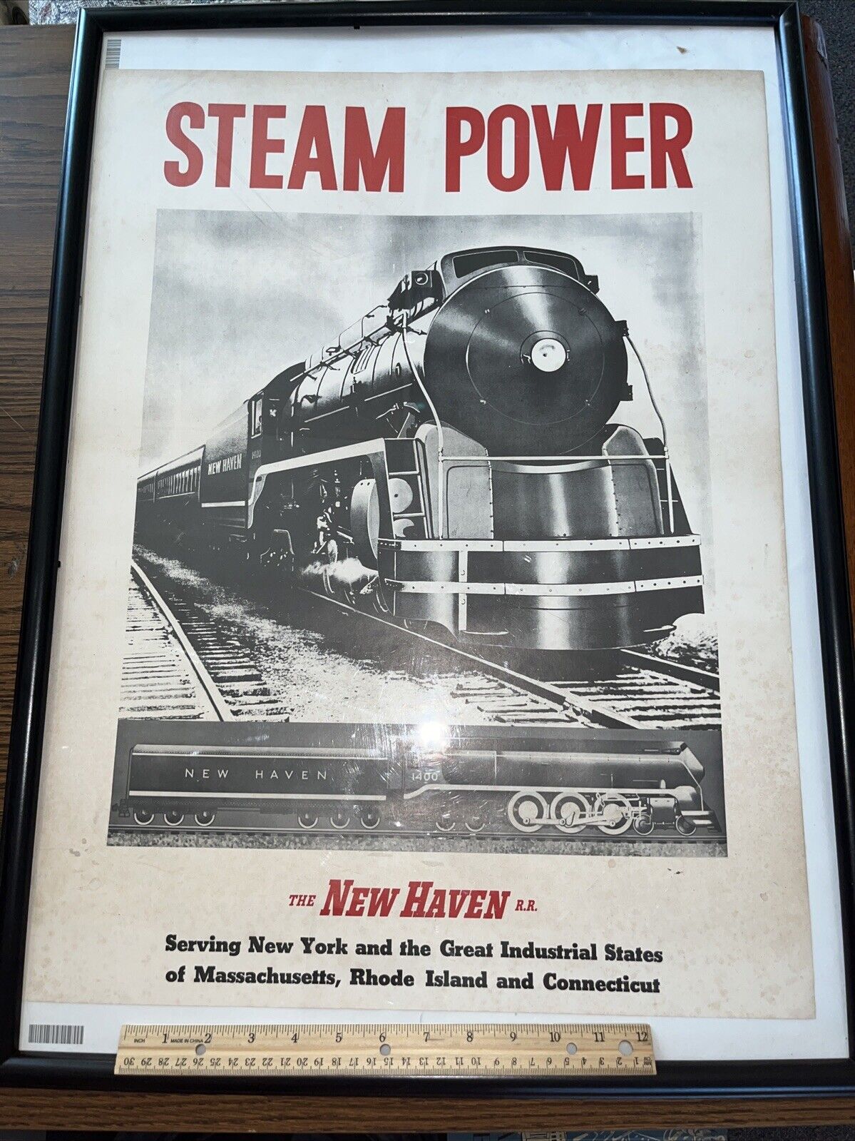 Rare 1960s ORIGINAL Steam Power Poster: The New Haven RR Railroad New York Train