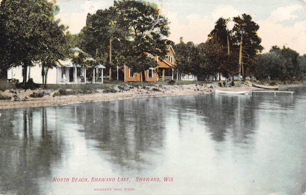 SHAWANO, WI  Wisconsin     SHAWANO LAKE SIDE HOMES-North Beach    1909? Postcard