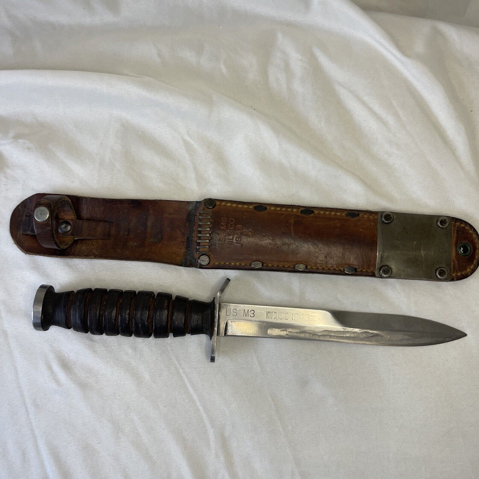Vintage Kinfolks Inc. 1943 US M3 Blade Knife w/ US M6 Milsco Leather Sheath