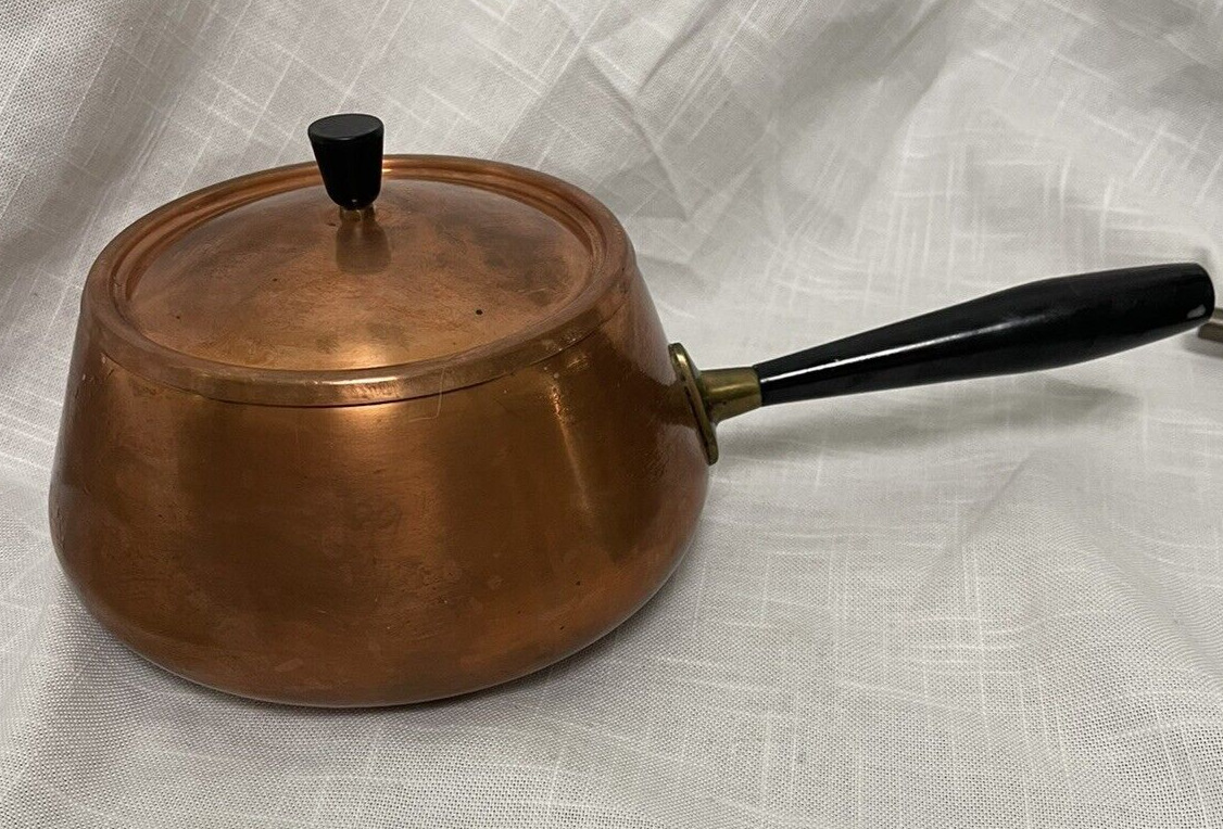 VTG Spring Made In Switzerland Copper Fondue Pot With Lid Cookpan 3.5\