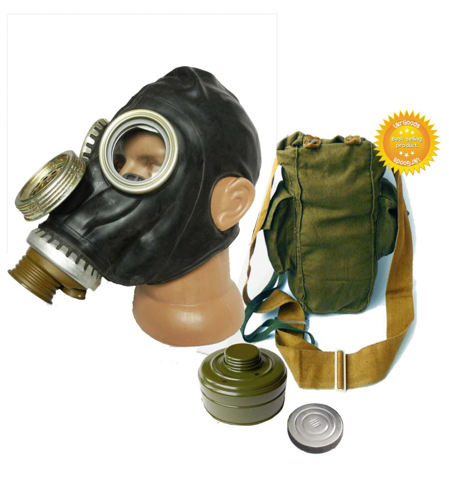 Black Cosplay Gas mask GP-5M Rare Size-2Medium Soviet USSR Military FULL SET New