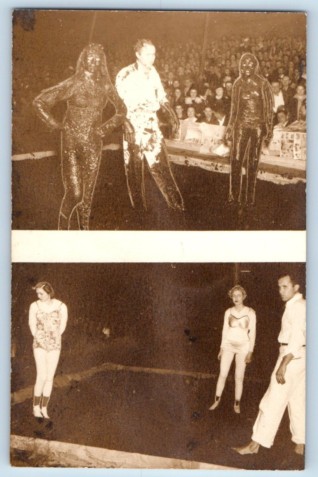 c1940's Female Mud Wrestling Sport Unposted RPPC Photo Postcard