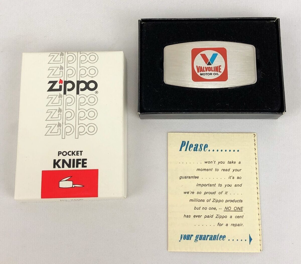 Vintage ZIPPO Pocket Knife VALVOLINE Advertising No. 7600 NOS