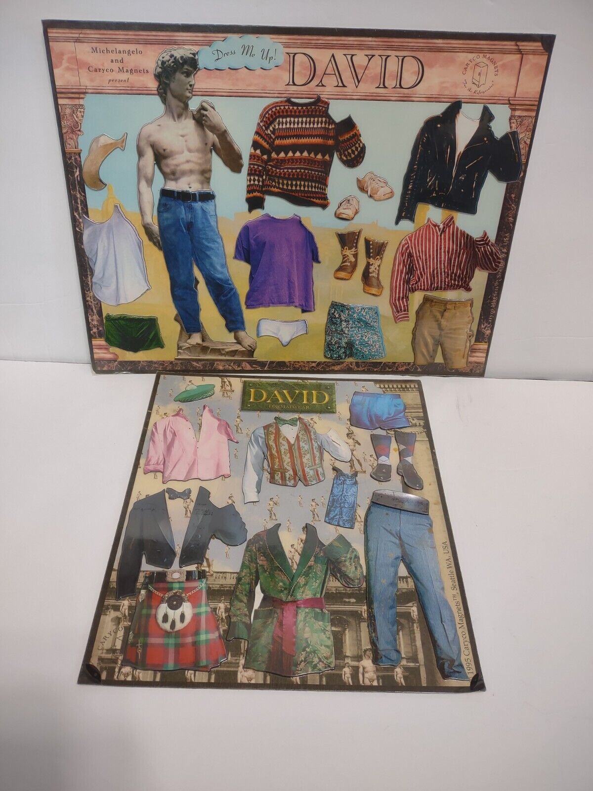Vtg 1995 David Classic Michelangelo Caryco Dress Up Formalware Magnets Gay Int.
