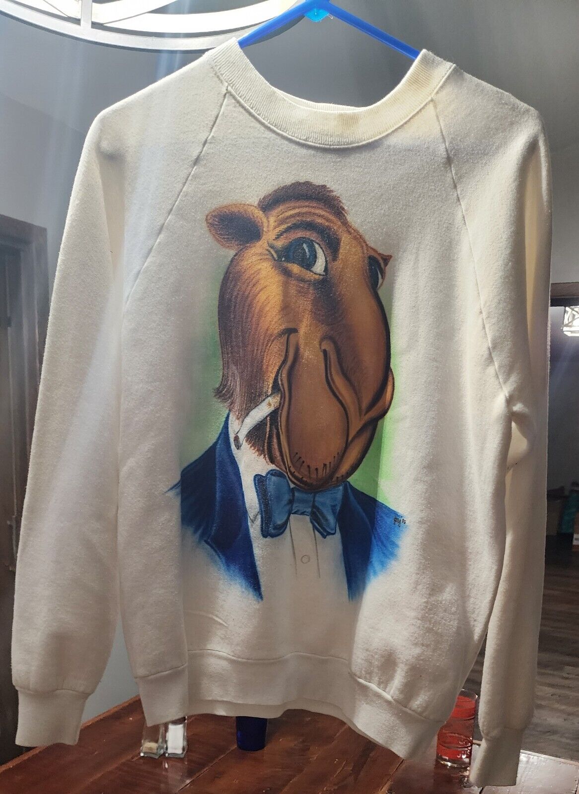 Vintage JOE CAMEL Airbrush Paint Sweatshirt 1996 By JERRY SMOOTH CHARACTER LARGE