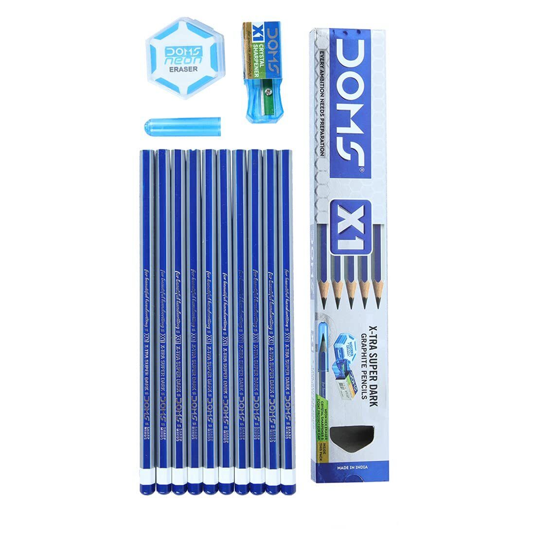 Doms X1 Xtra Super Dark Pencils Box Pack of 10 | Hexagonal Shape Artist-grade