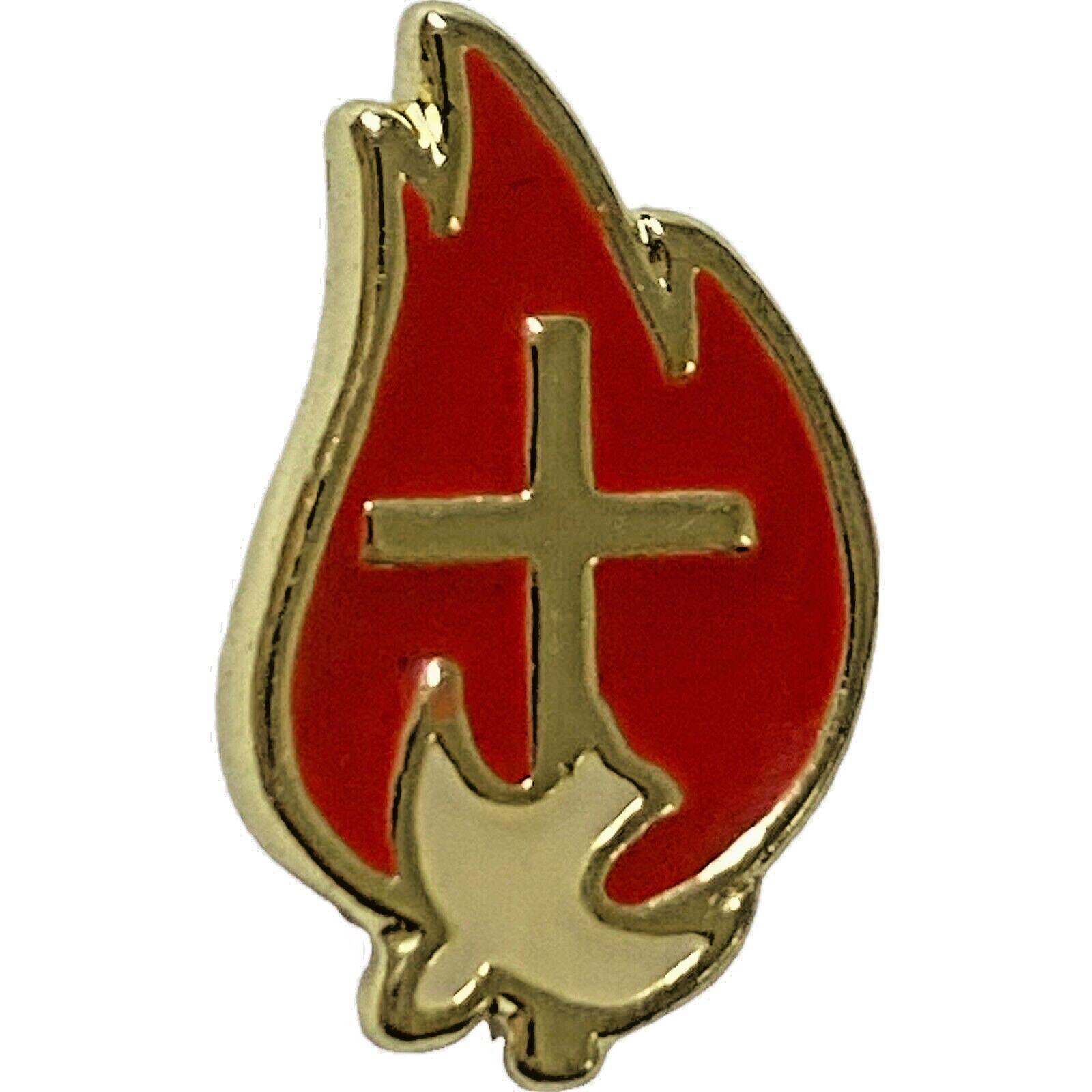 Confirmation Lapel  Pin Come Holy Spirit White Dove Red Flame NIP