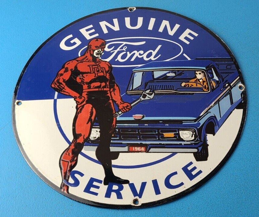 Vintage Ford Sign - DC Comic Books The Flash Auto Truck Porcelain Gas Pump Sign