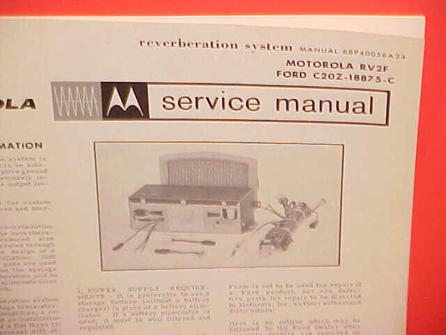 1962 FORD THUNDERBIRD MERCURY MOTOROLA RADIO REVERBERATION SERVICE MANUAL RV2F