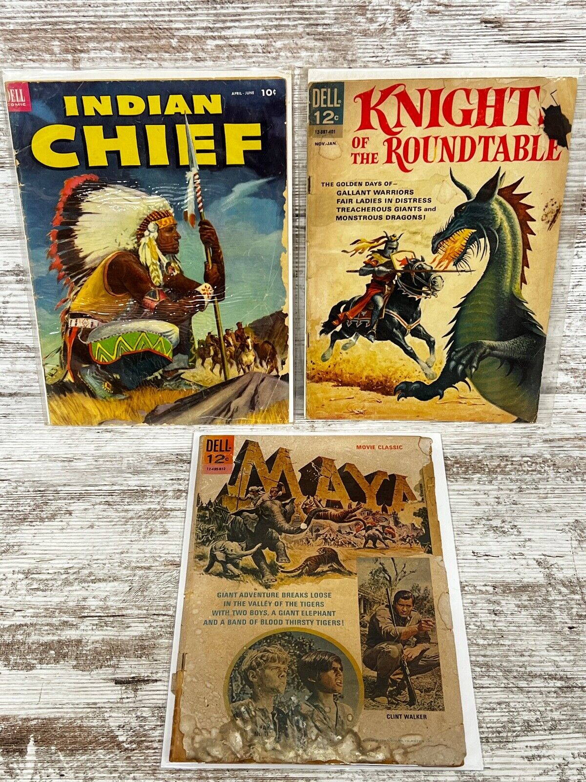 Lot of 3 Dell Comics Indian Chief Knightsw of the Roundtable Maya