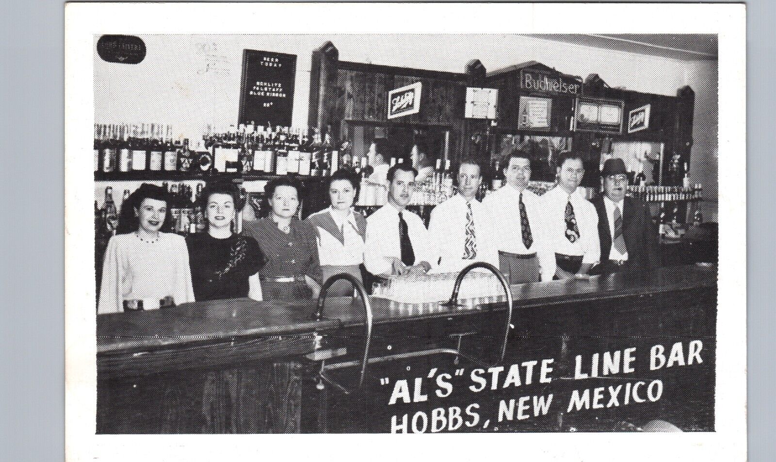 AL'S STATE LINE BAR hobbs nm original antique postcard new mexico saloon history