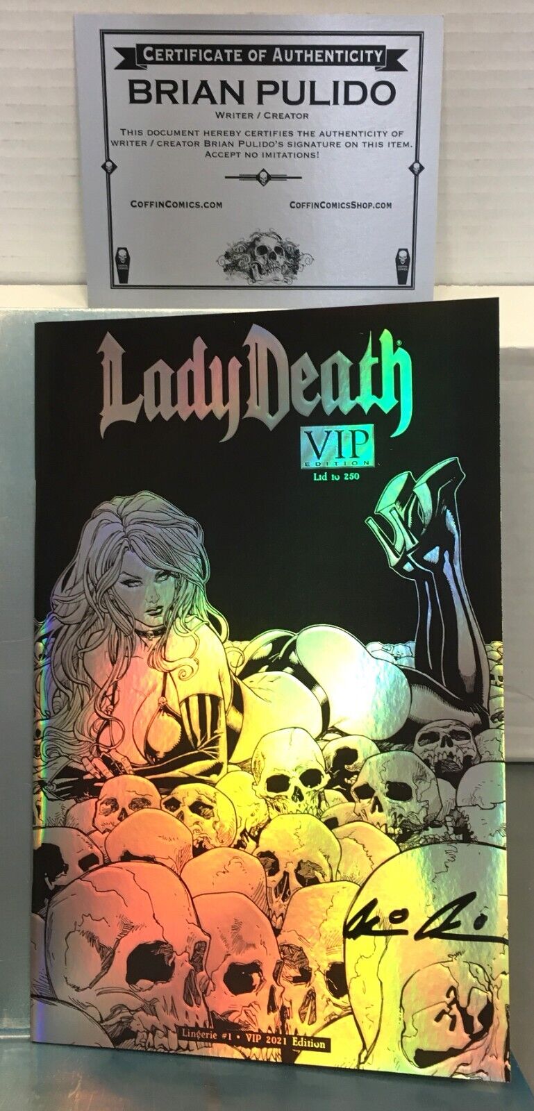 LADY DEATH: LINGERIE #1 - VIP 2021 EDITION HOLO - PULIDO SIGNED - LTD to 250  wh