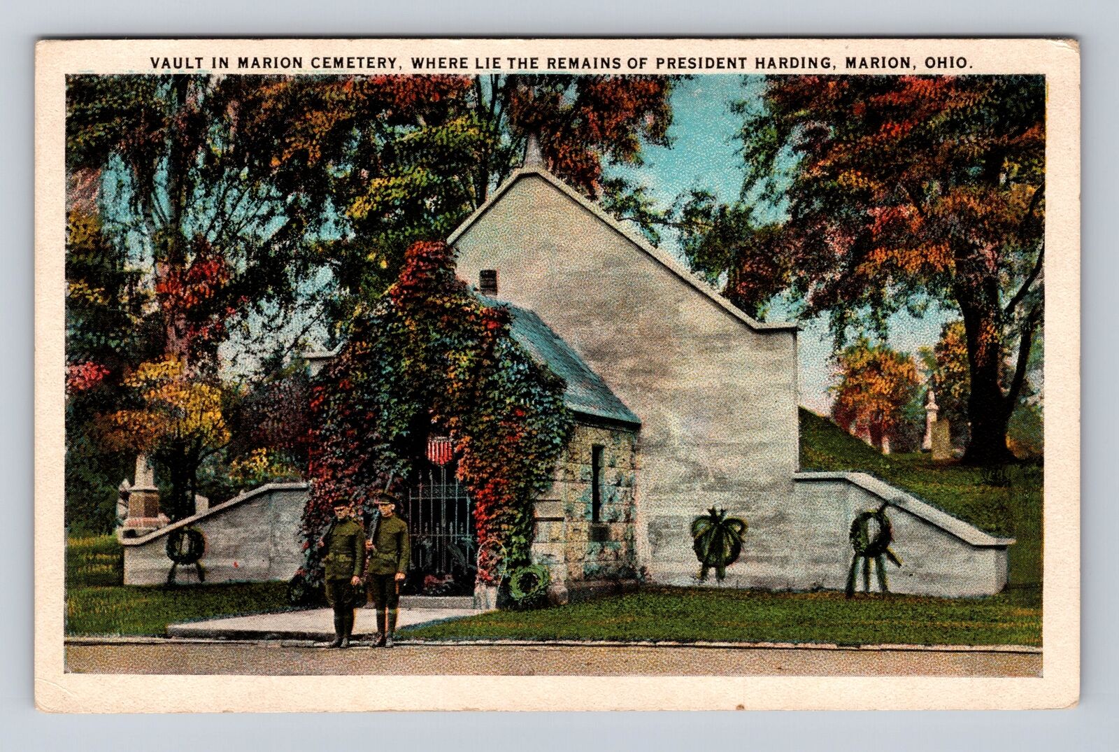 Marion OH-Ohio, Vault In Marion Cemetery, Antique, Vintage Souvenir Postcard