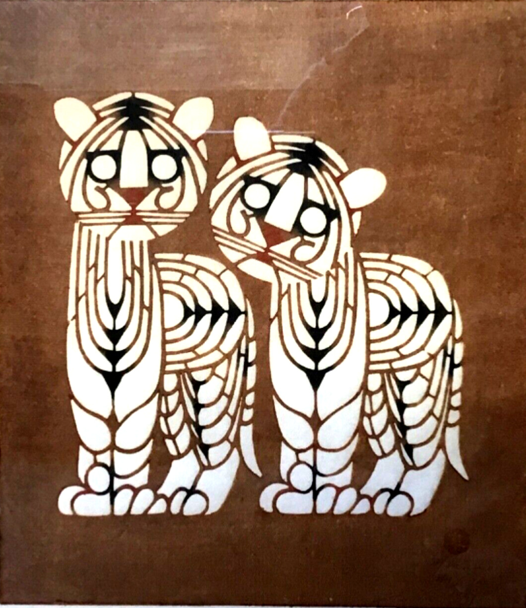 Japanese Large WOODBLOCK Print Tigers CAT - Signed LTD EDITION 