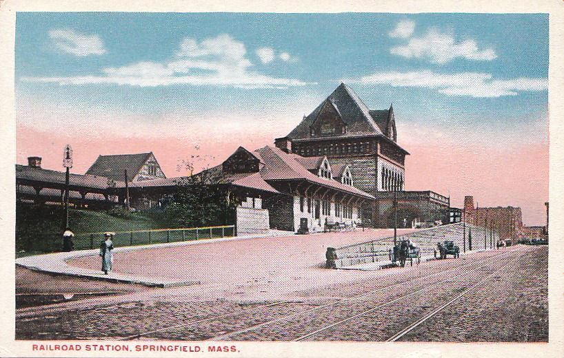 Postcard Railroad Station Springfield MA