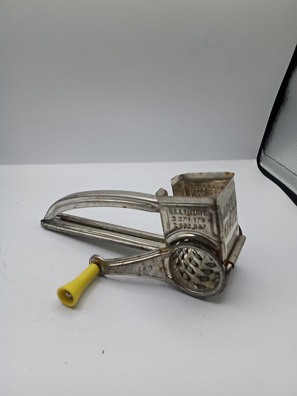 Vintage Mouli Grater Chocolate/Cheese/Garlic Grater/Yellow Handle 