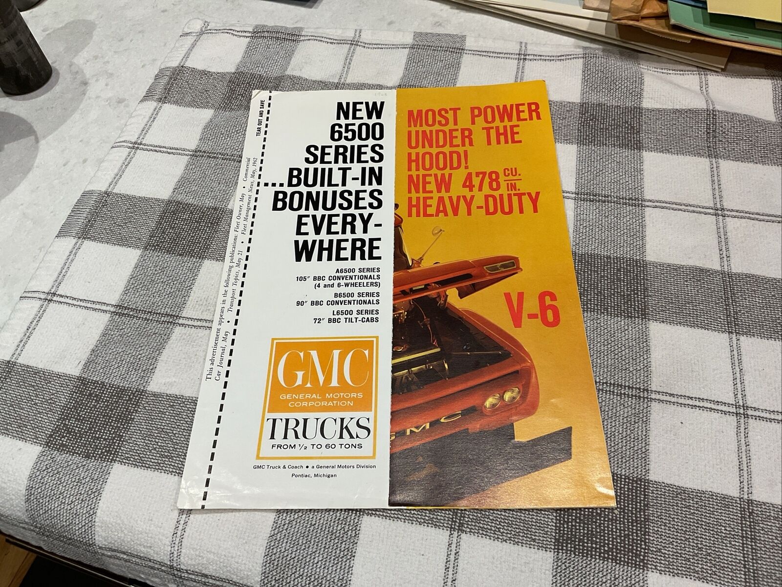 1962 GMC Trucks V-6 Magazine Advertising Insert