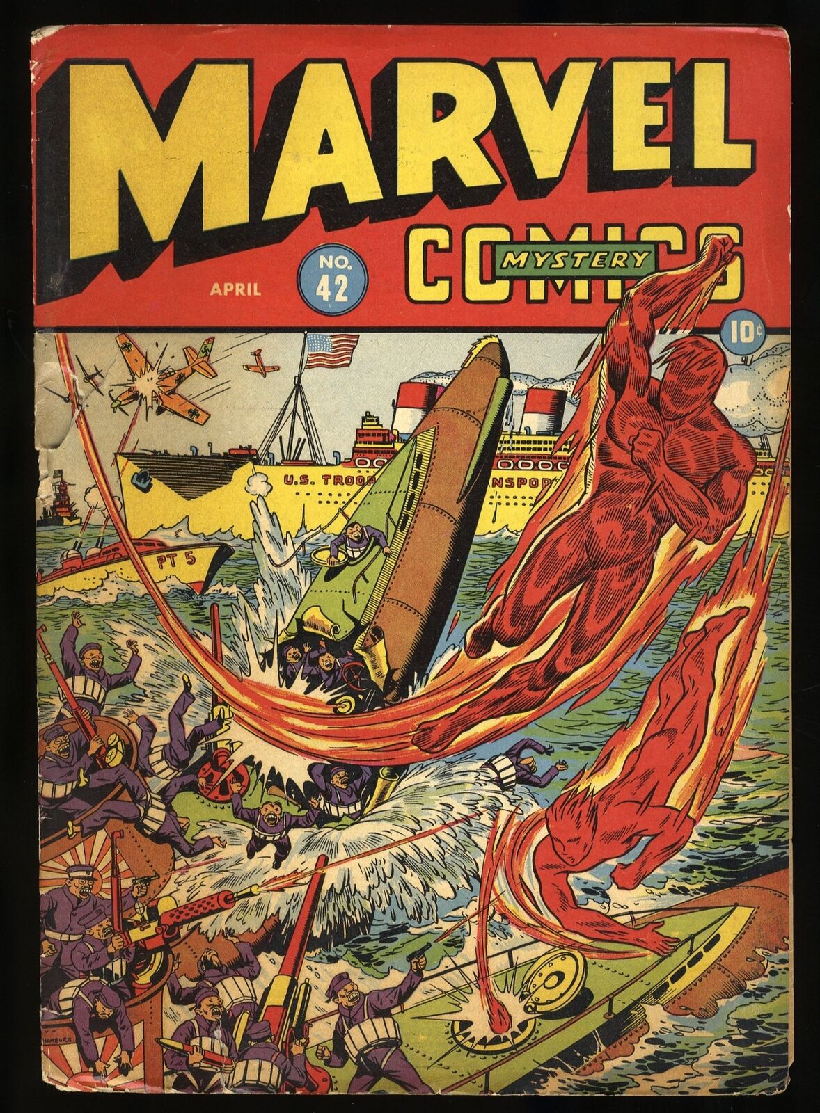 Marvel Mystery Comics #42 Cover Only Classic WWII Schomburg Cover Timely 1943