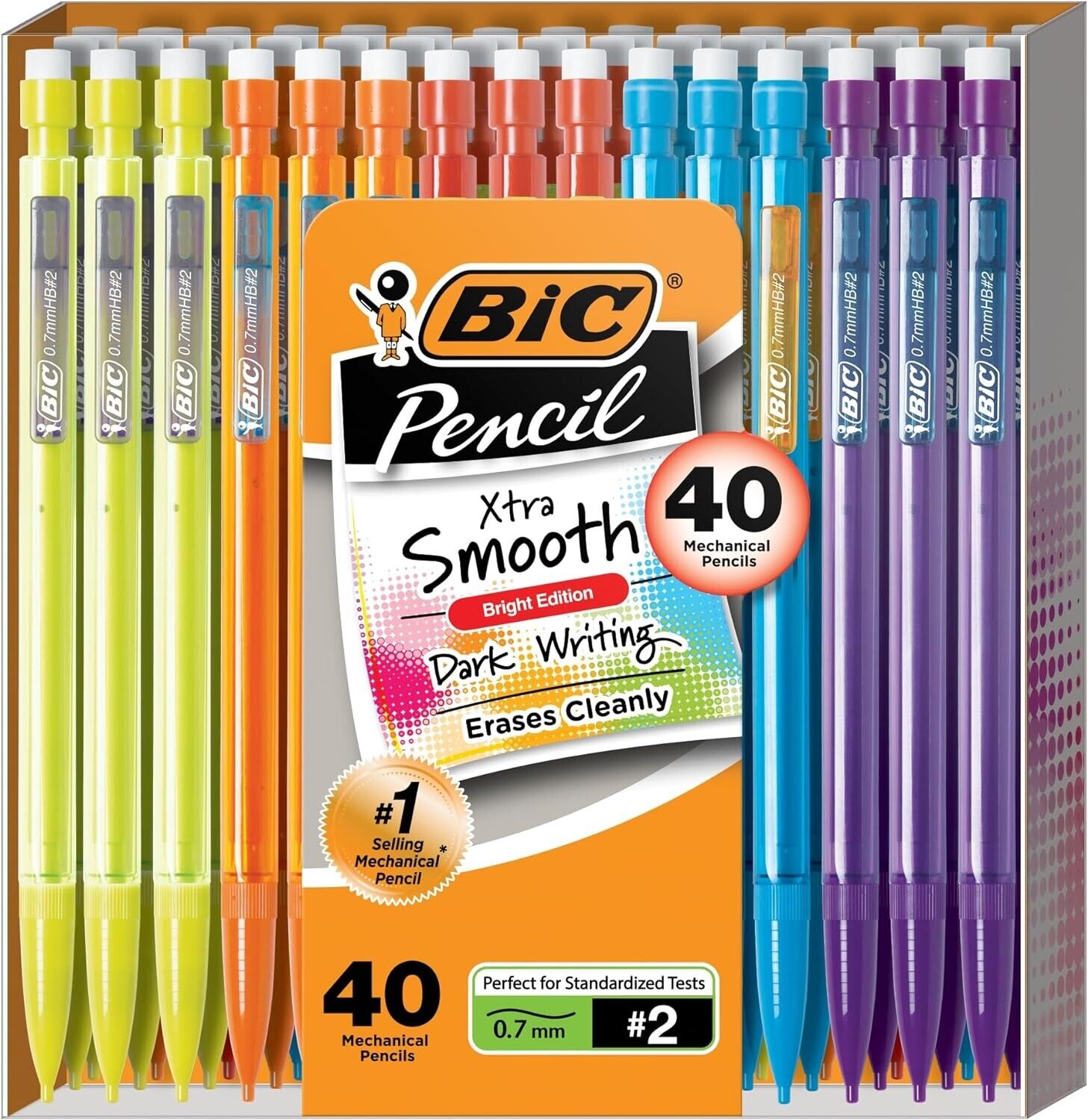 BIC Xtra-Smooth Mechanical Pencils with Erasers, 40-Count Pack for School