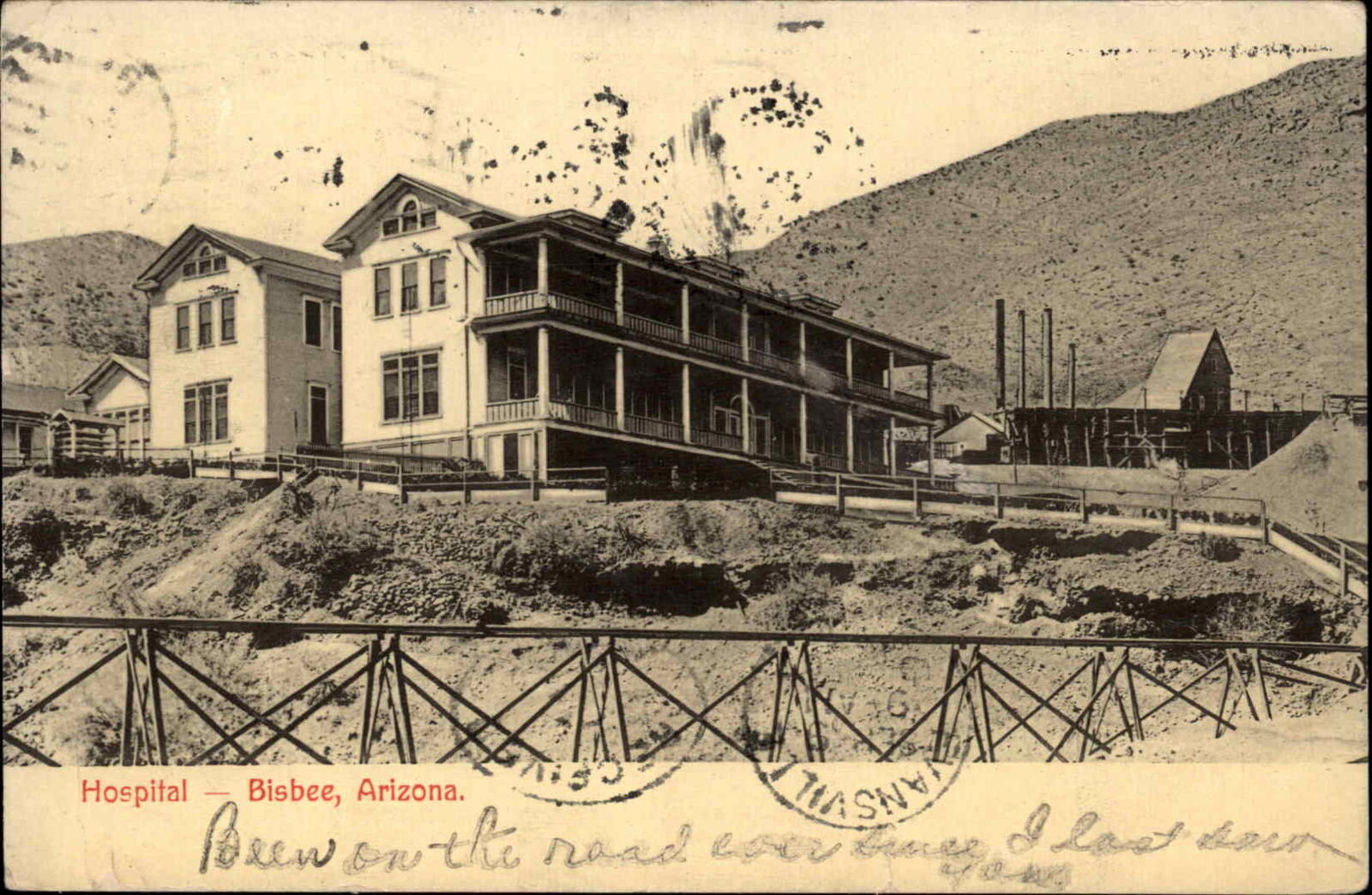 1907 Antique Postcard Bisbee Arizona AZ Hospital